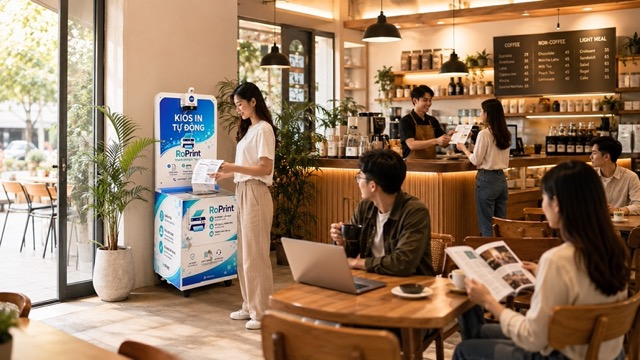 điểm nhấn công nghệ quán cafe