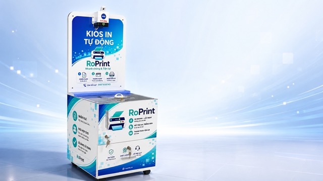 Kiosk in tài liệu tự phục vụ RoPrint kích thước nhỏ gọn 40 x 40 cm