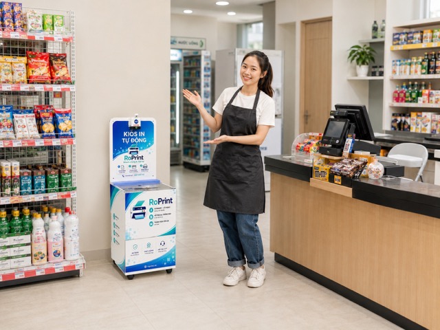 kiosk tự phục vụ cho cửa hàng